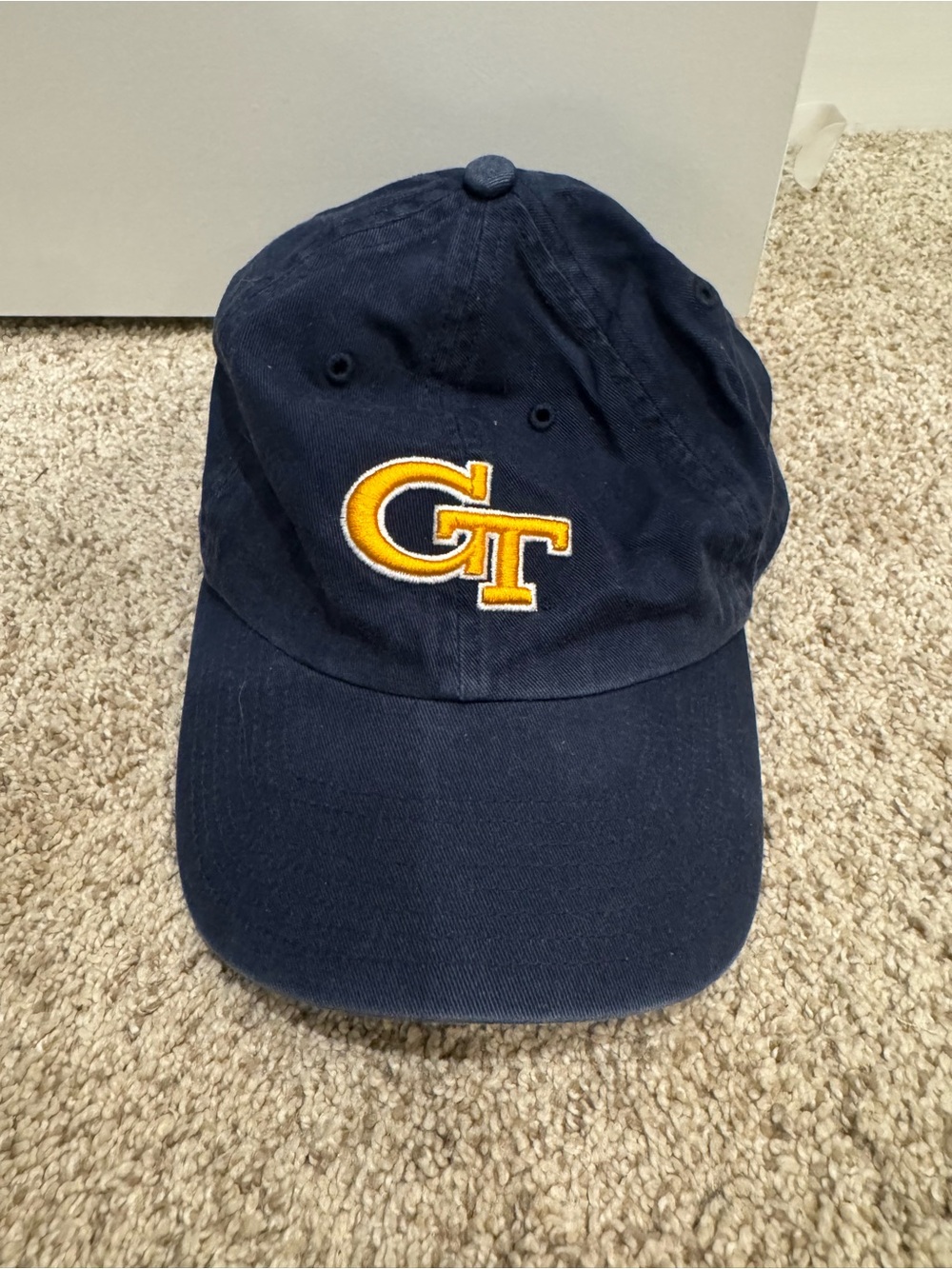 100% Cotton Navy Baseball Cap with Georgia Tech Embroidery
